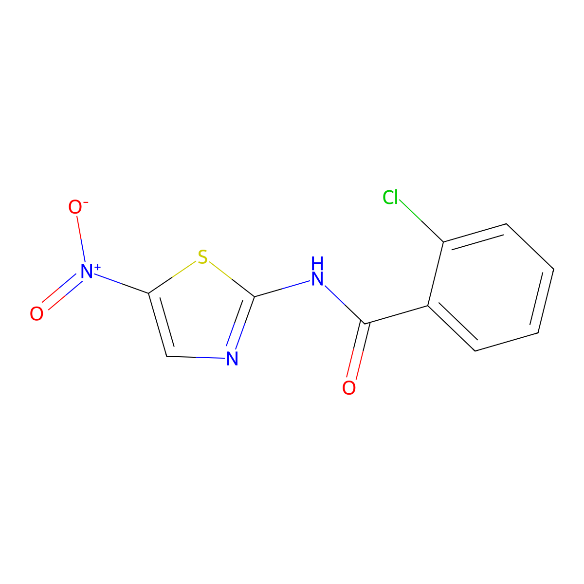 2-chloro-N-(5-nitro-1,3-thiazol-2-yl)benzamide molecular structure, CAS 69819-38-1