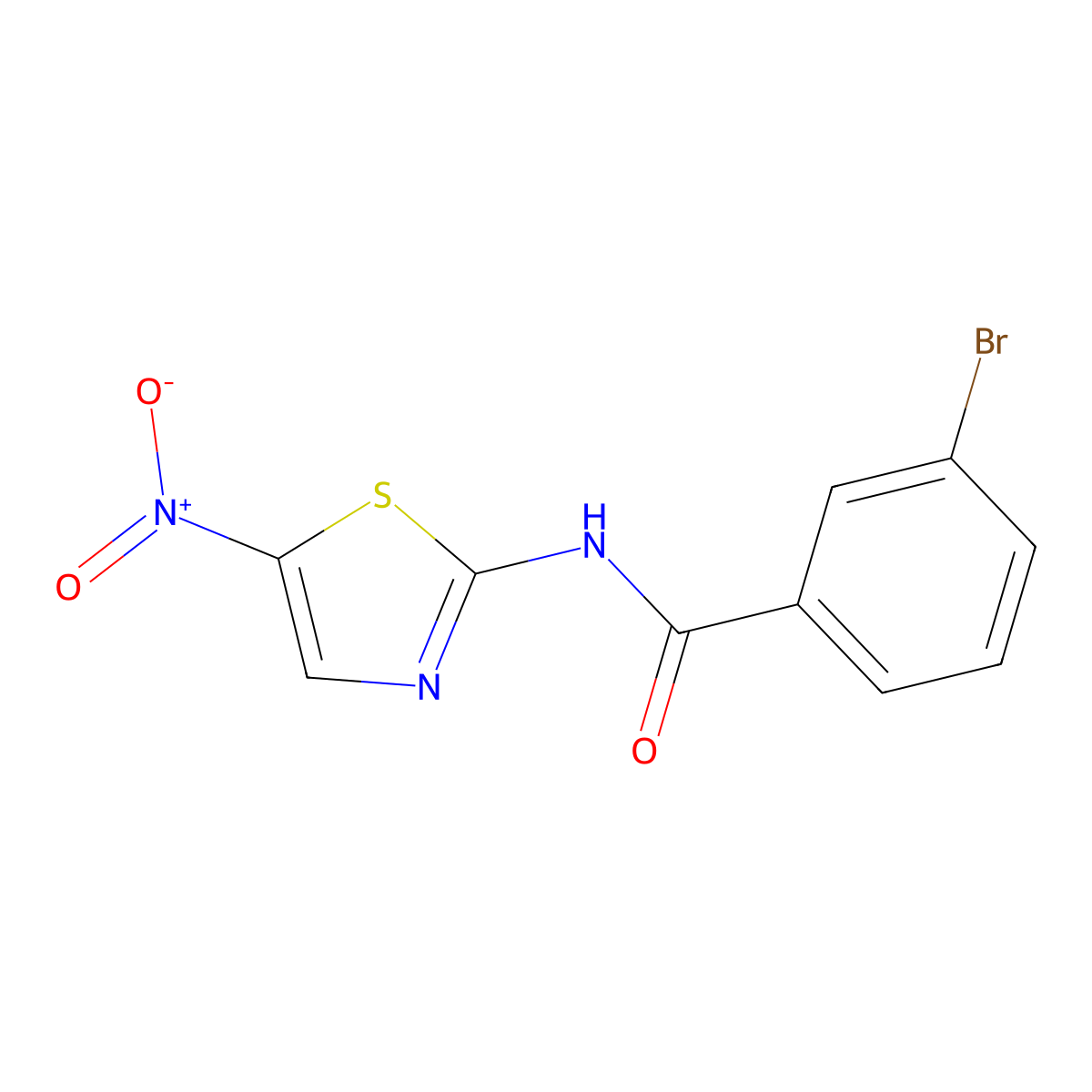 3-bromo-N-(5-nitro-1,3-thiazol-2-yl)benzamide molecular structure, CAS 69819-44-9