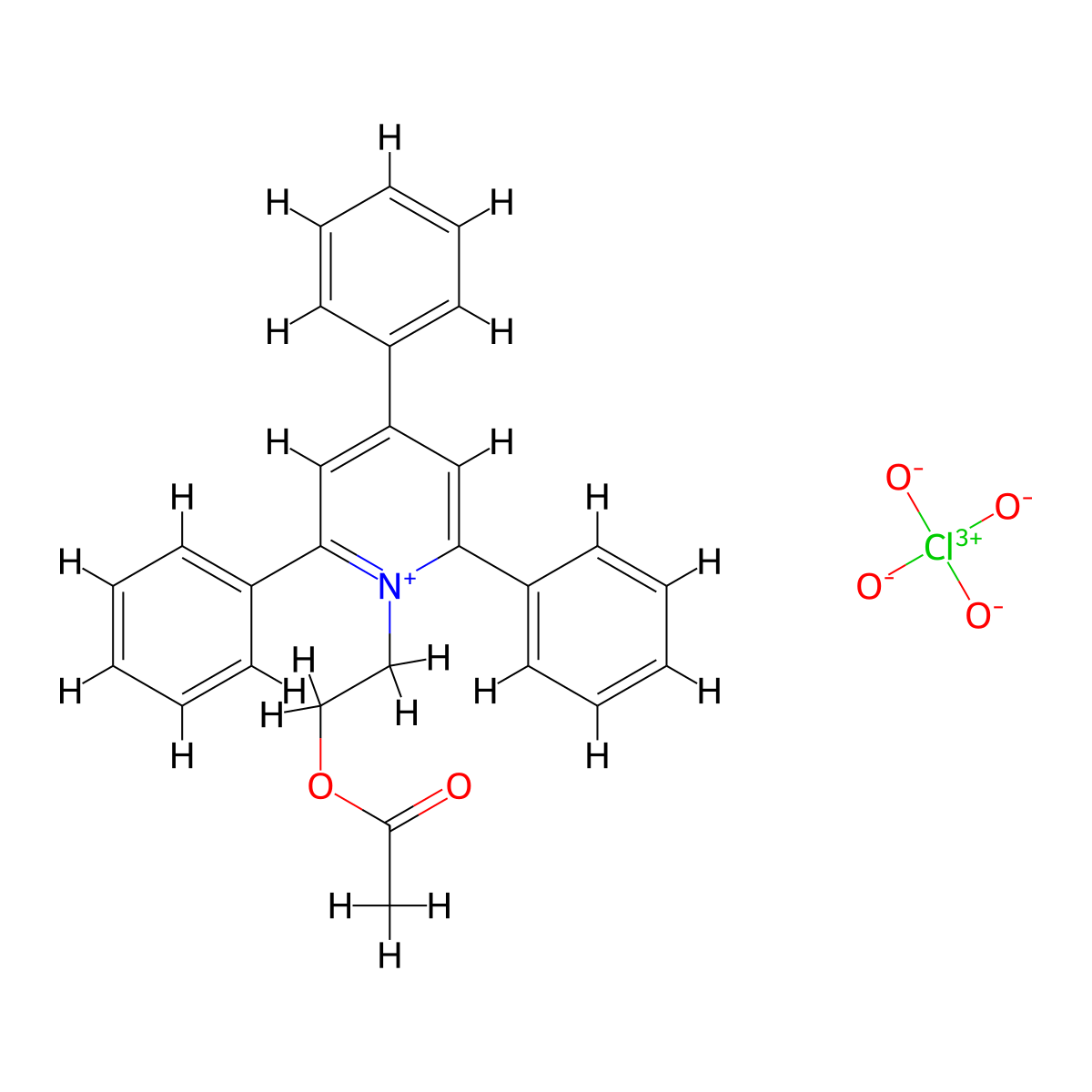 1-[2-(Acetyloxy)ethyl]-2,4,6-triphenylpyridin-1-ium perchlorate molecular structure, CAS 69821-48-3