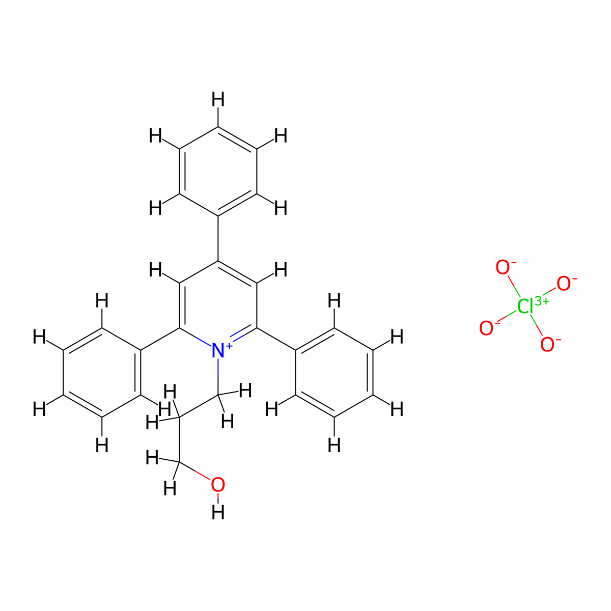 1-(3-Hydroxypropyl)-2,4,6-triphenylpyridin-1-ium perchlorate molecular structure, CAS 69821-55-2