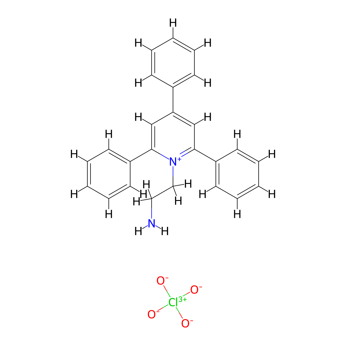 1-(2-Aminoethyl)-2,4,6-triphenylpyridin-1-ium perchlorate molecular structure, CAS 69821-57-4