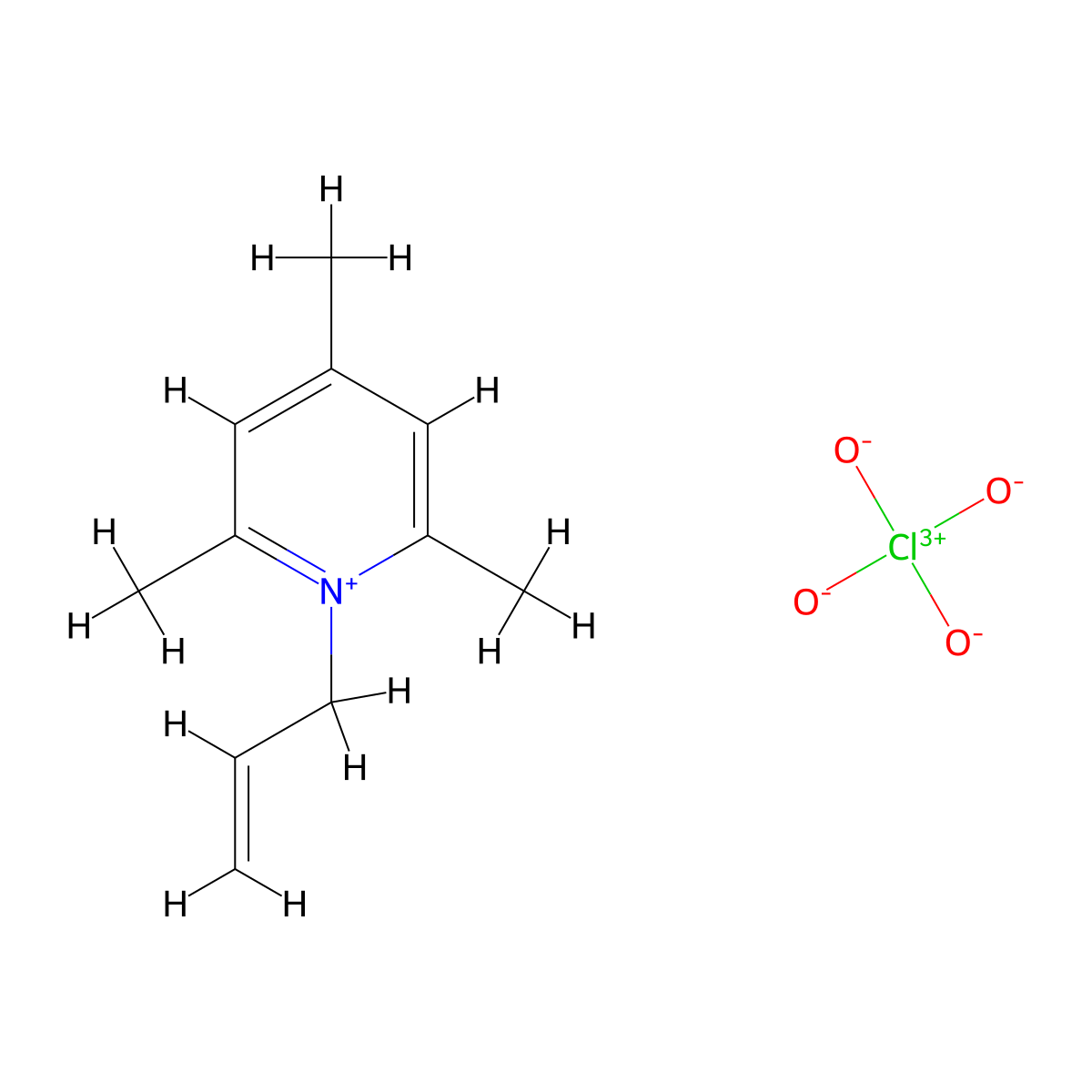 2,4,6-Trimethyl-1-(prop-2-en-1-yl)pyridin-1-ium perchlorate molecular structure, CAS 69821-61-0