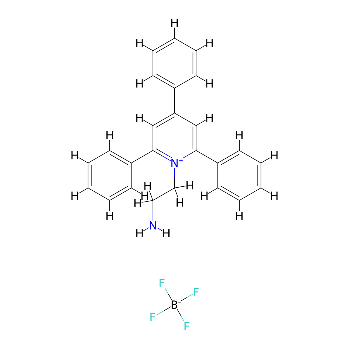 2-(2,4,6-Triphenylpyridin-1-ium-1-yl)ethanamine tetrafluoroborate molecular structure, CAS 69821-69-8