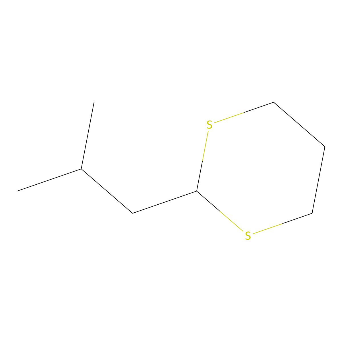 2-Isobutyl-1,3-dithiane molecular structure, CAS 69824-23-3
