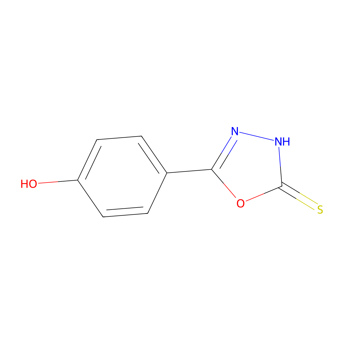 4-(5-Mercapto-1,3,4-oxadiazol-2-yl)phenol molecular structure, CAS 69829-90-9