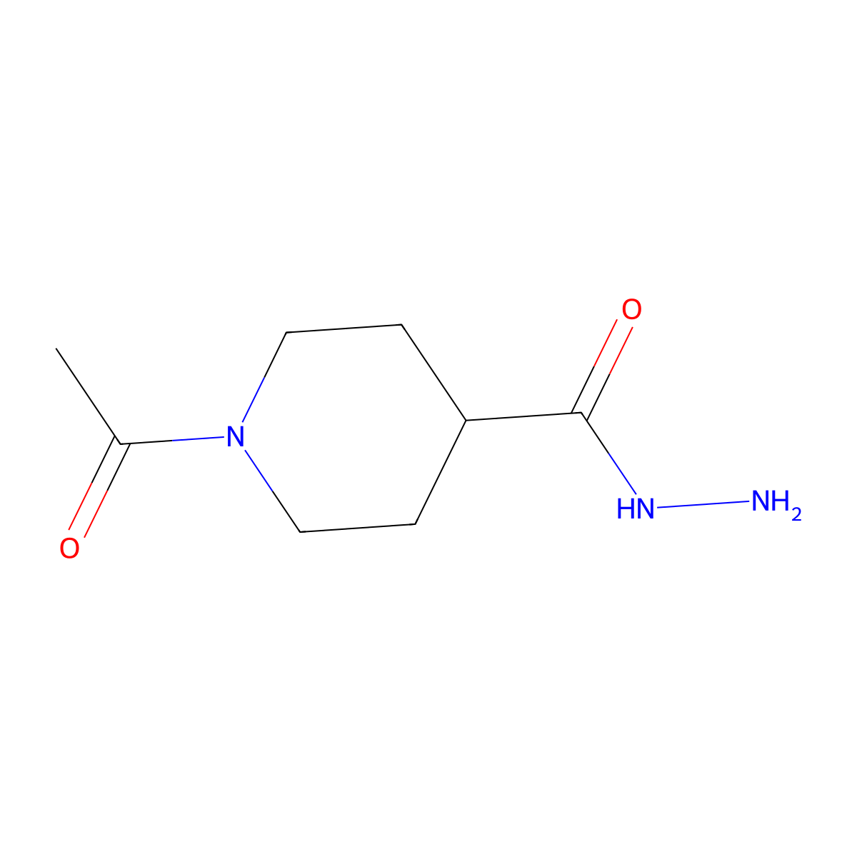 1-Acetylpiperidine-4-carbohydrazide molecular structure, CAS 69835-75-2