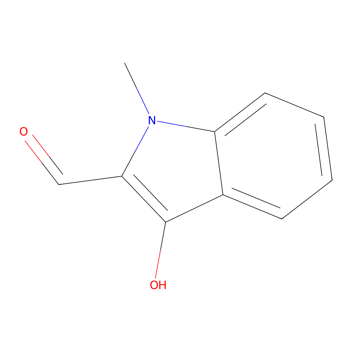 3-hydroxy-1-methyl-1H-indole-2-carbaldehyde molecular structure, CAS 698363-50-7