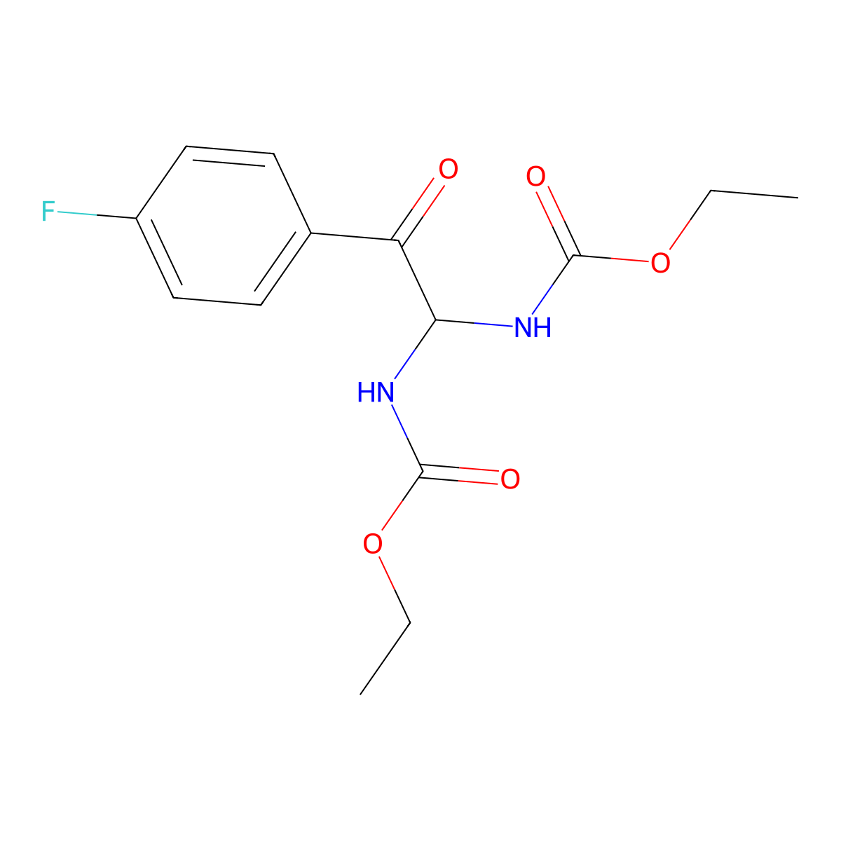 Diethyl [2-(4-fluorophenyl)-2-oxoethane-1,1-diyl]biscarbamate molecular structure, CAS 698368-63-7