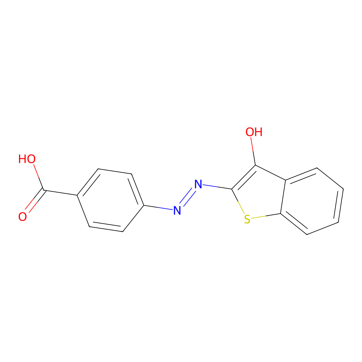 (E)-4-((3-hydroxybenzo[b]thiophen-2-yl)diazenyl)benzoic acid molecular structure, CAS 698370-33-1