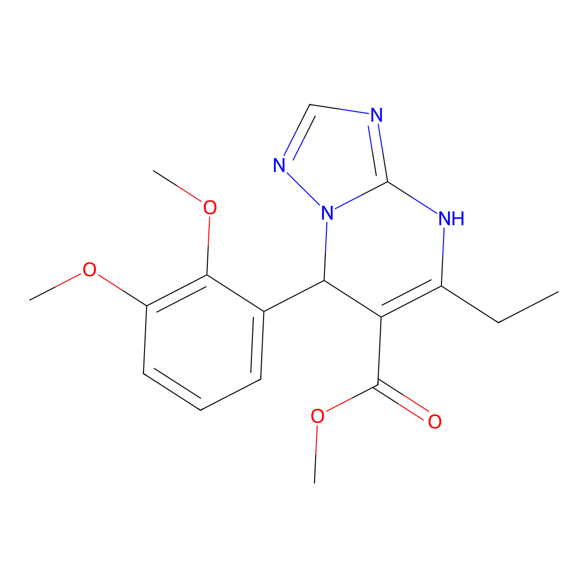 Methyl 7-(2,3-dimethoxyphenyl)-5-ethyl-4,7-dihydro-[1,2,4]triazolo[1,5-a]pyrimidine-6-carboxylate molecular structure, CAS 698375-38-1