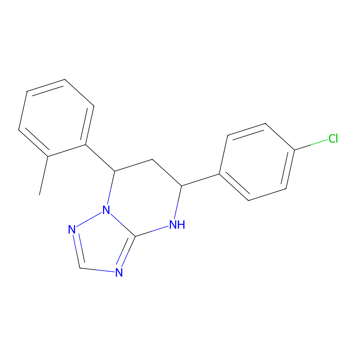 5-(4-Chlorophenyl)-7-(o-tolyl)-4,5,6,7-tetrahydro-[1,2,4]triazolo[1,5-a]pyrimidine molecular structure, CAS 698377-70-7