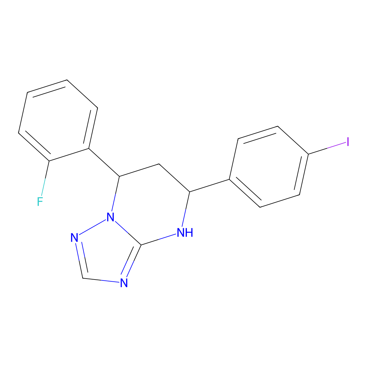 7-(2-Fluorophenyl)-1,5,6,7-tetrahydro-5-(4-iodophenyl)[1,2,4]triazolo[1,5-a]pyrimidine molecular structure, CAS 698378-42-6