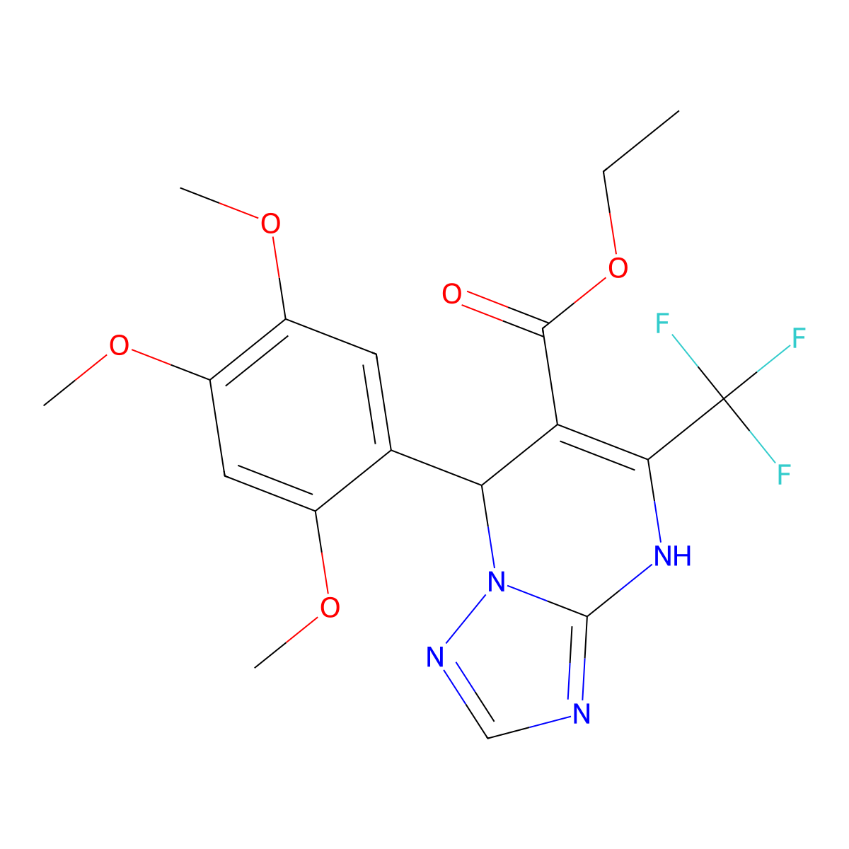 Ethyl 5-(trifluoromethyl)-7-(2,4,5-trimethoxyphenyl)-4,7-dihydro[1,2,4]triazolo[1,5-a]pyrimidine-6-carboxylate molecular structure, CAS 698378-58-4