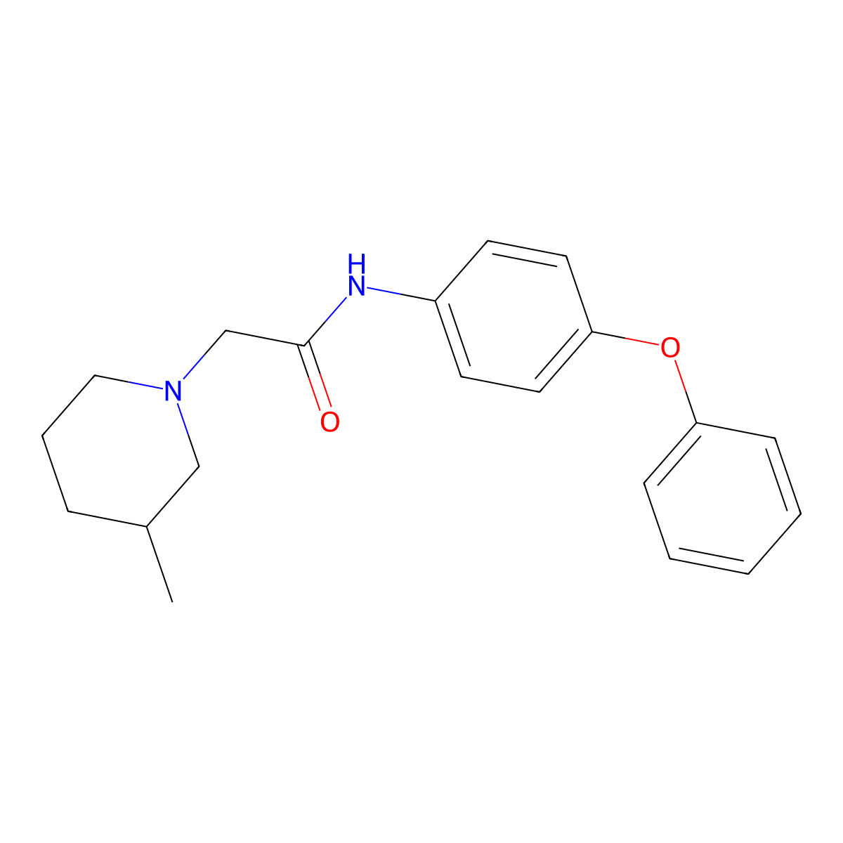 2-(3-methylpiperidin-1-yl)-N-(4-phenoxyphenyl)acetamide molecular structure, CAS 69838-27-3
