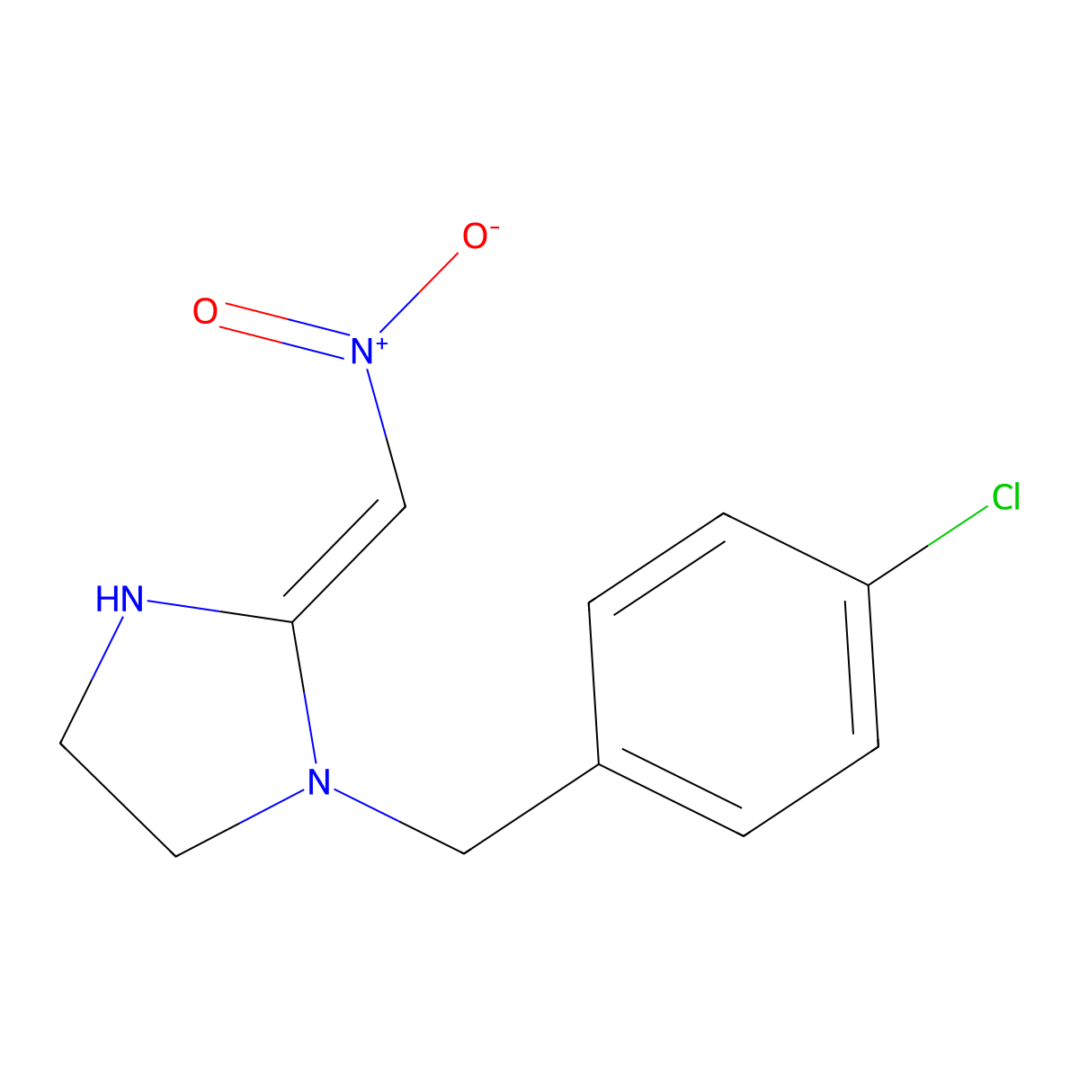 1-[(4-Chlorophenyl)methyl]-2-(nitromethylidene)imidazolidine molecular structure, CAS 69840-61-5