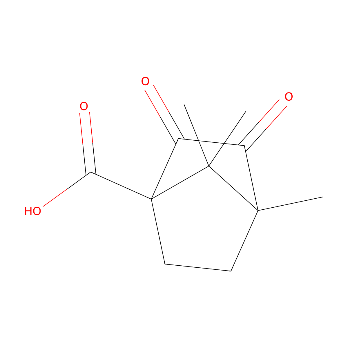 4,7,7-Trimethyl-2,3-dioxobicyclo[2.2.1]heptane-1-carboxylic acid molecular structure, CAS 69842-14-4