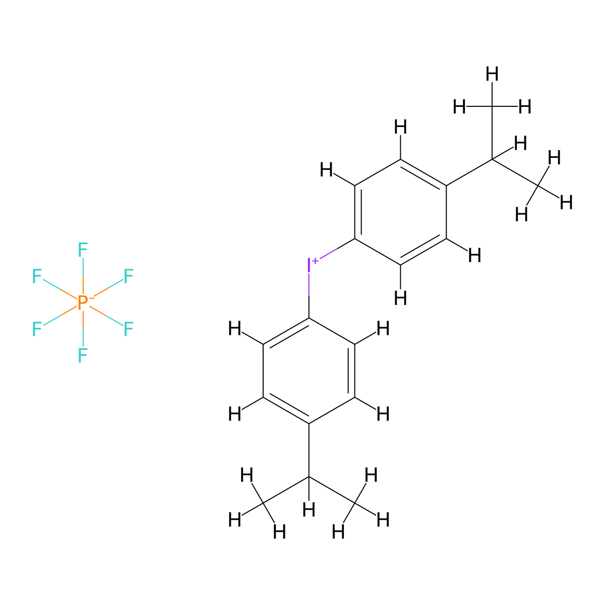 Bis(4-isopropylphenyl)iodonium hexafluorophosphate molecular structure, CAS 69842-76-8