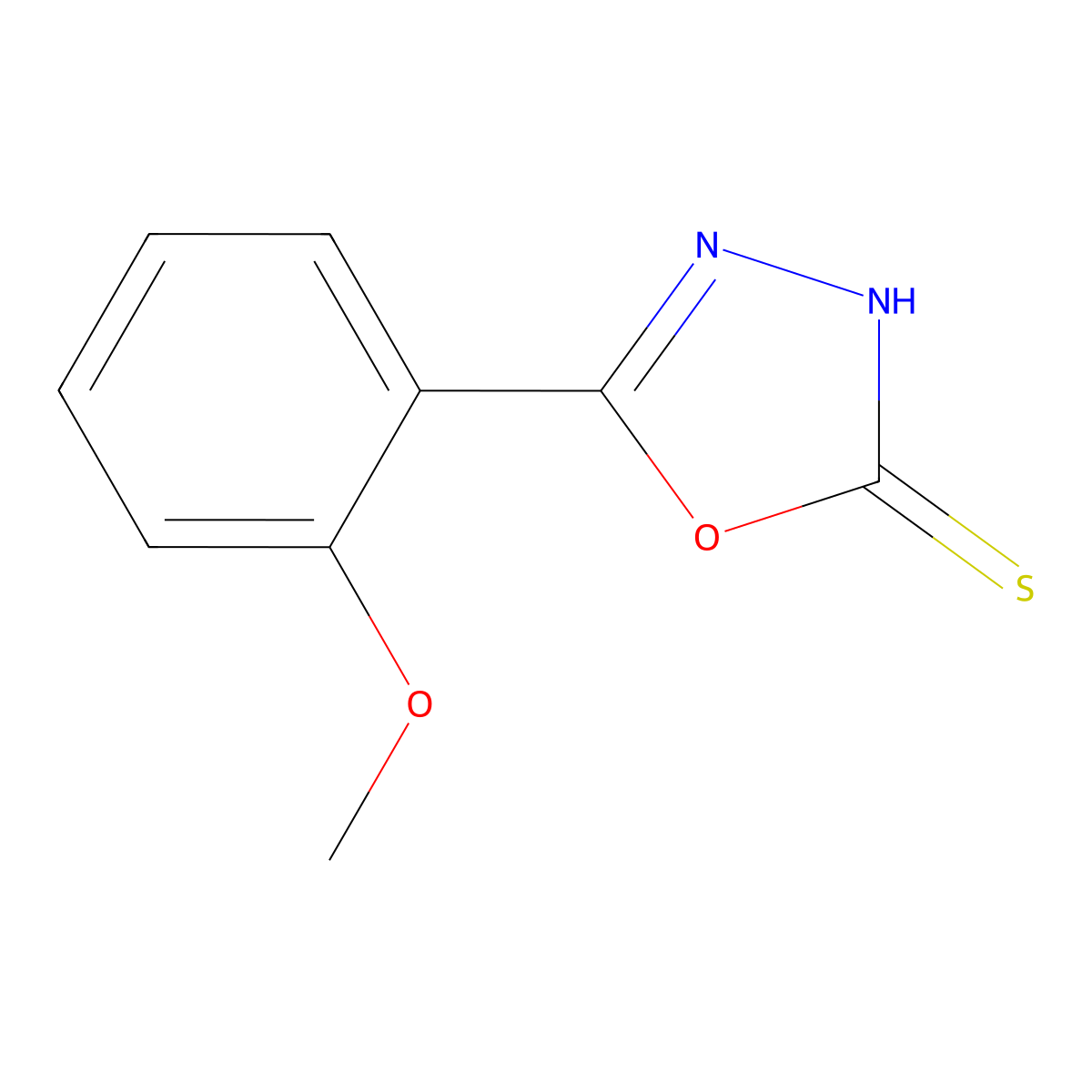 5-(2-Methoxyphenyl)-1,3,4-oxadiazole-2-thiol molecular structure, CAS 69844-25-3