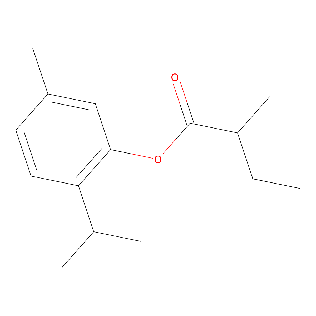 Butanoic acid, 2-methyl-, 5-methyl-2-(1-methylethyl)phenyl ester molecular structure, CAS 69844-32-2