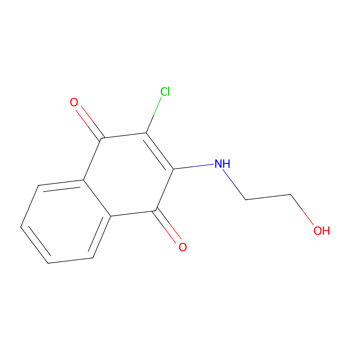 2-Chloro-3-((2-hydroxyethyl)amino)-1,4-naphthoquinone molecular structure, CAS 69844-34-4