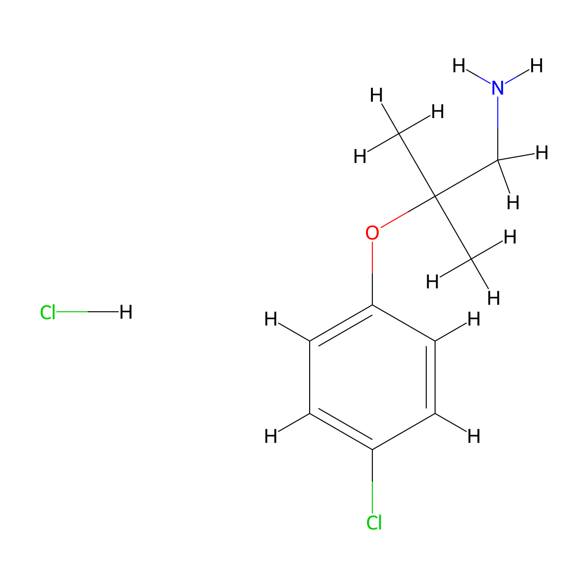 1-Propylamine, 2-(p-chlorophenoxy)-2-methyl-, hydrochloride molecular structure, CAS 69846-01-1