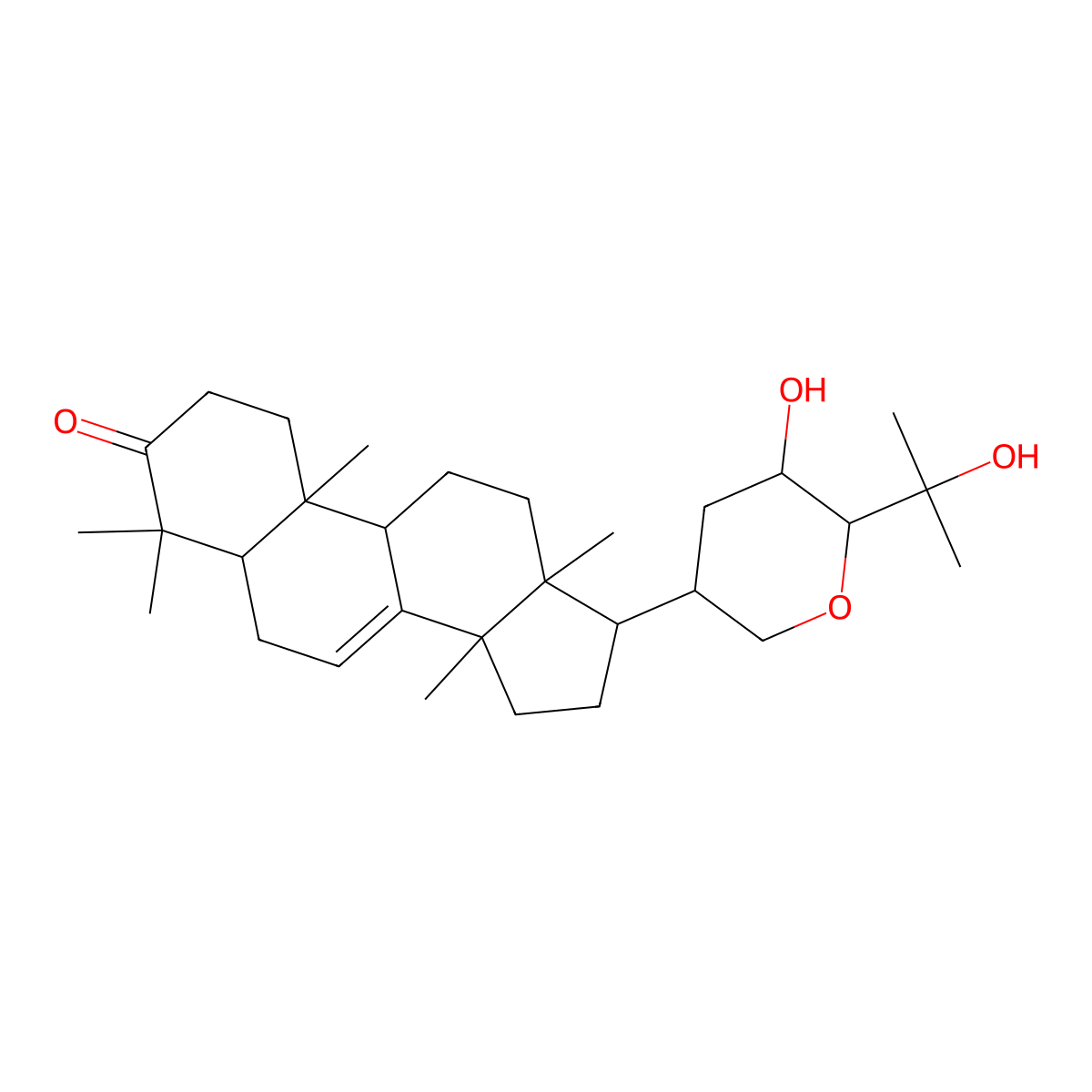 (13alpha,14beta,17alpha,20S,23R,24S)-21,24-Epoxy-23,25-dihydroxy-5alpha-lanost-7-en-3-one molecular structure, CAS 6985-35-9