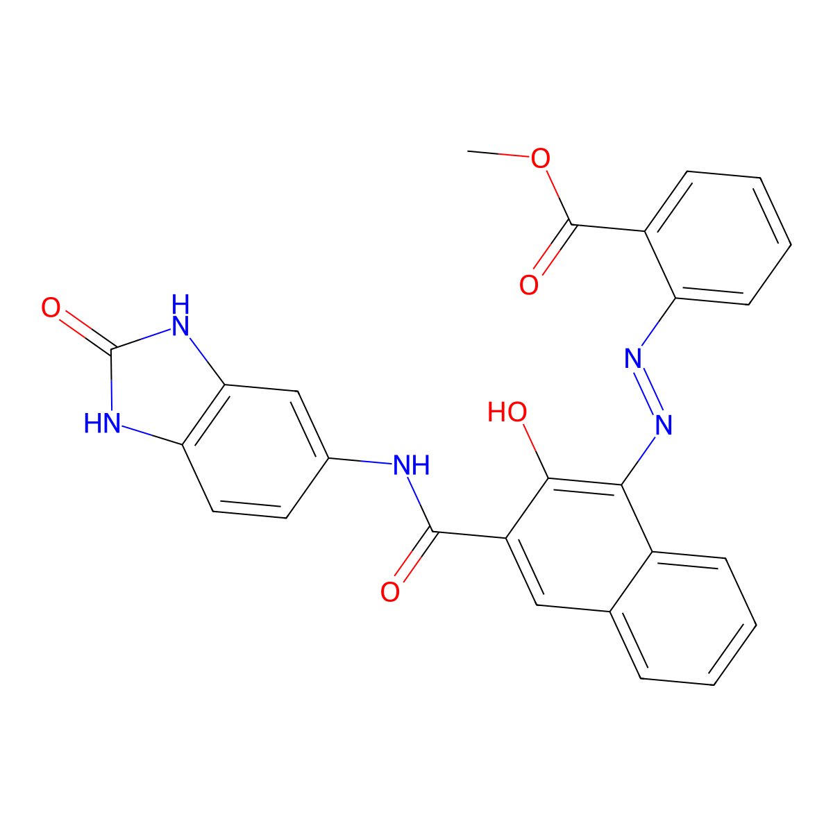 Methyl 2-[[3-[[(2,3-dihydro-2-oxo-1H-benzimidazol-5-yl)amino]carbonyl]-2-hydroxy-1-naphthyl]azo]benzoate molecular structure, CAS 6985-92-8
