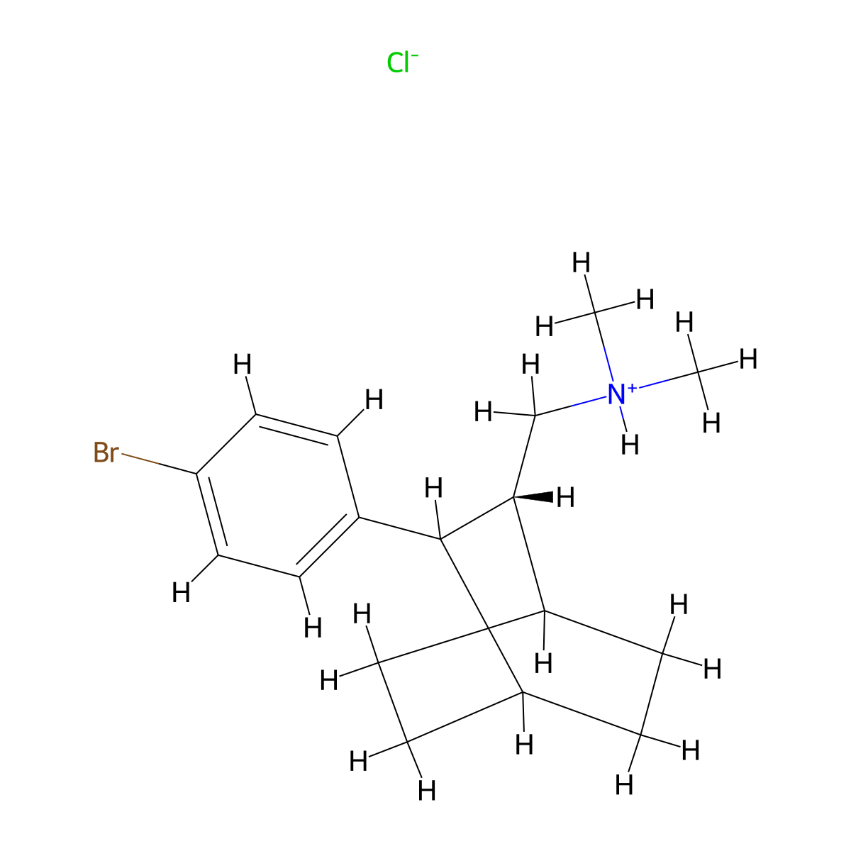 Bicyclo(2.2.2)octane-2-methylamine, 3-(p-bromophenyl)-N,N-dimethyl-, hydrochloride, (E)- molecular structure, CAS 69850-52-8