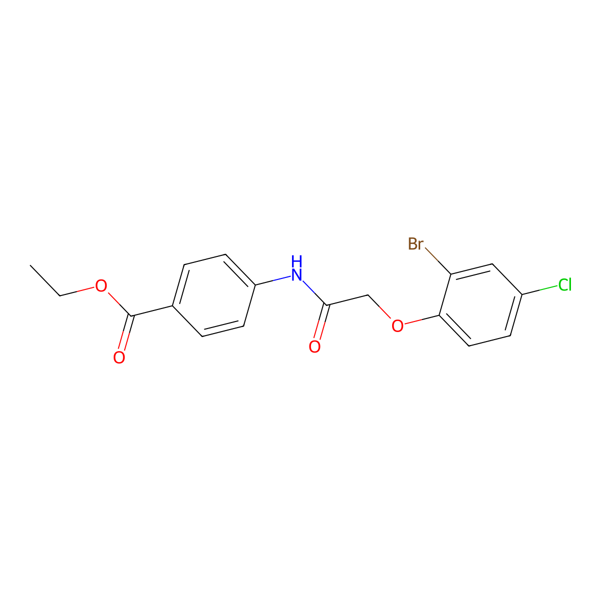 Ethyl 4-[2-(2-bromo-4-chlorophenoxy)acetamido]benzoate molecular structure, CAS 6986-96-5