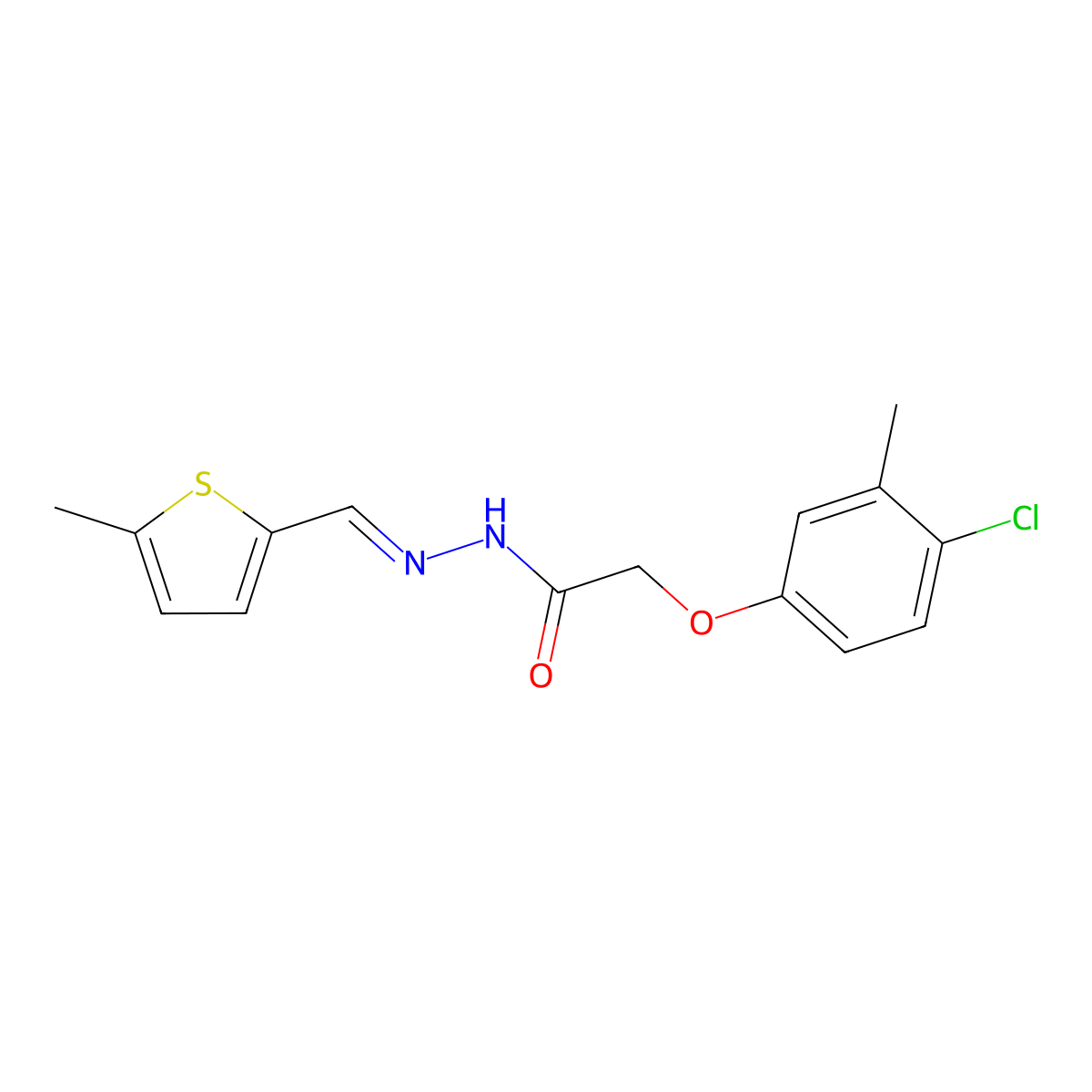 2-(4-Chloro-3-methylphenoxy)-N-[(5-methylthiophen-2-yl)methylidene]ethanehydrazonic acid molecular structure, CAS 6987-17-3