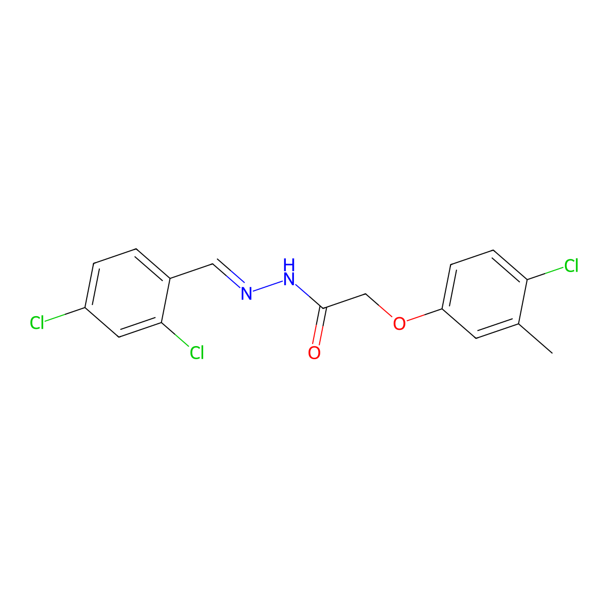 2-(4-Chloro-3-methylphenoxy)-N-[(2,4-dichlorophenyl)methylidene]ethanehydrazonic acid molecular structure, CAS 6987-19-5