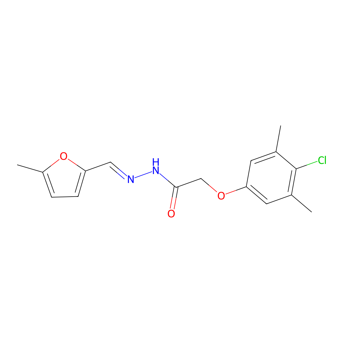 2-(4-Chloro-3,5-dimethylphenoxy)-N-[(5-methylfuran-2-yl)methylidene]ethanehydrazonic acid molecular structure, CAS 6987-25-3