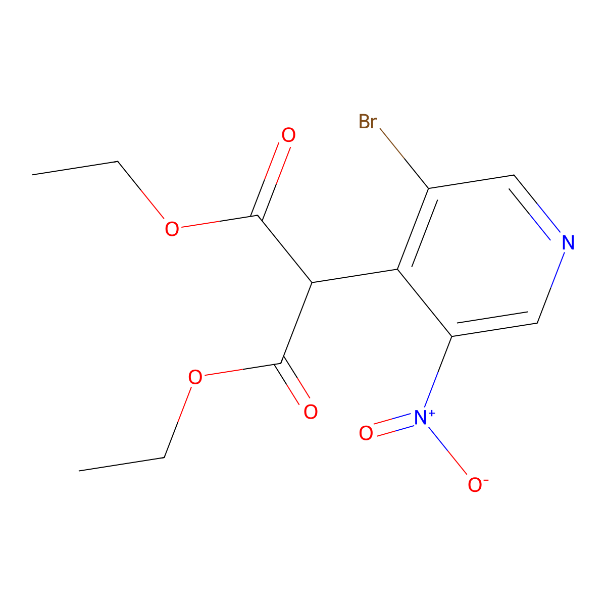 Diethyl (3-bromo-5-nitropyridin-4-yl)malonate molecular structure, CAS 69872-14-6