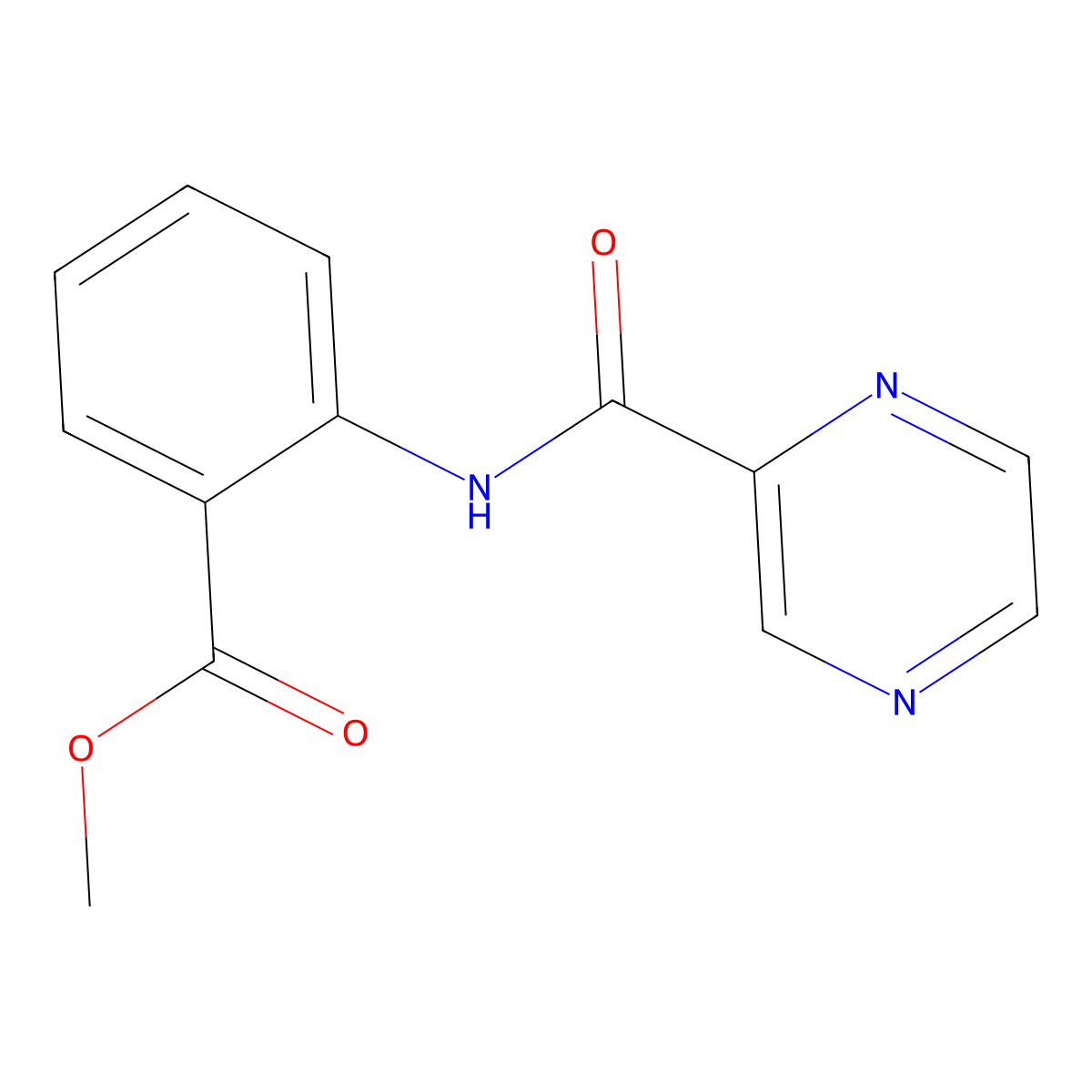 Methyl 2-(pyrazine-2-amido)benzoate molecular structure, CAS 69873-69-4