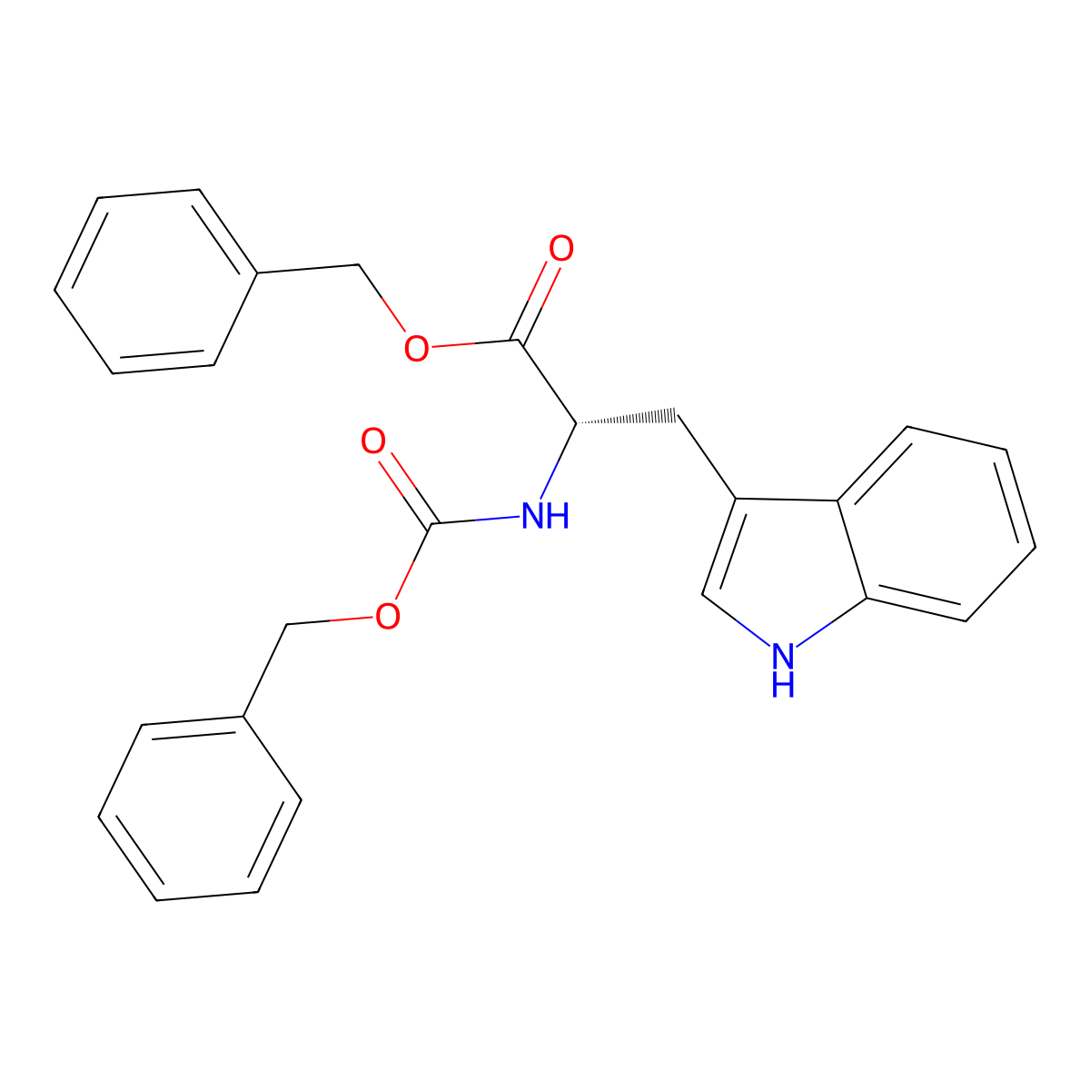 N-((Phenylmethoxy)carbonyl)-L-tryptophan phenylmethyl ester molecular structure, CAS 69876-37-5
