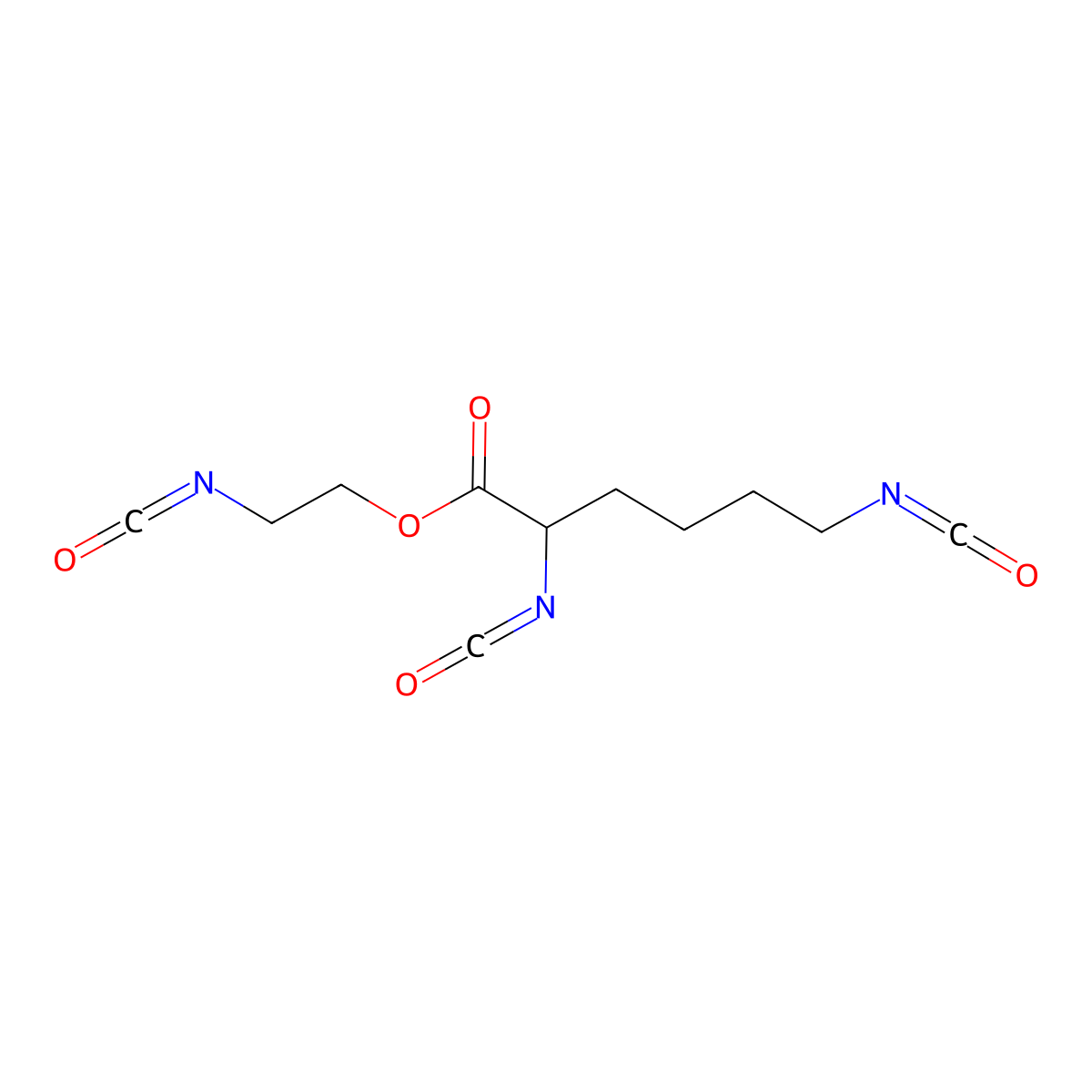 Hexanoic acid, 2,6-diisocyanato-, 2-isocyanatoethyl ester molecular structure, CAS 69878-18-8