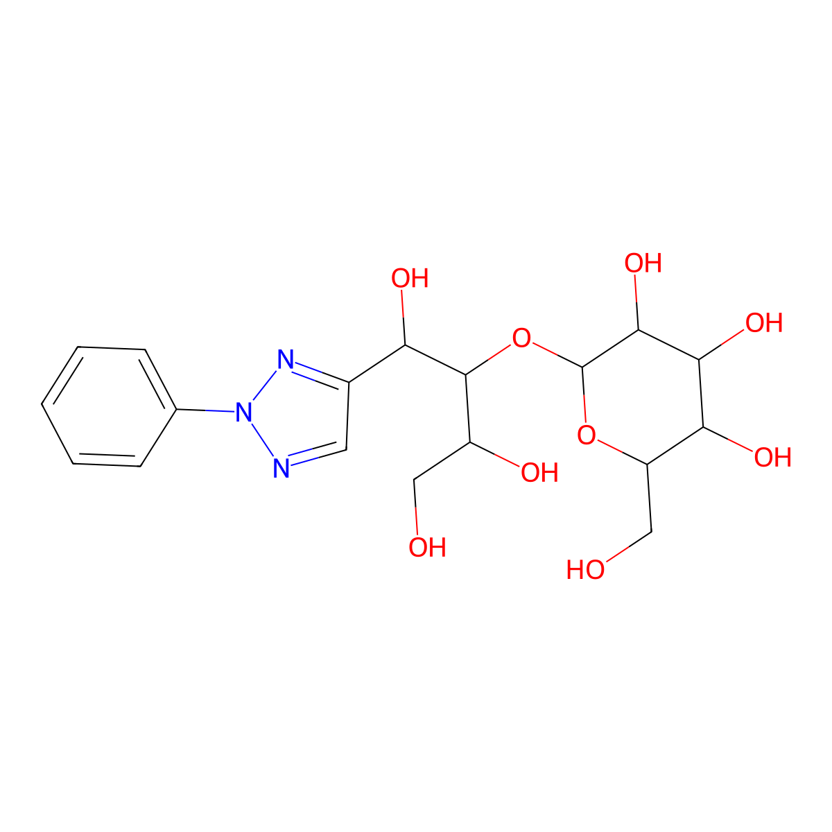 1,3,4-trihydroxy-1-(2-phenyl-2H-1,2,3-triazol-4-yl)butan-2-yl hexopyranoside molecular structure, CAS 6988-61-0