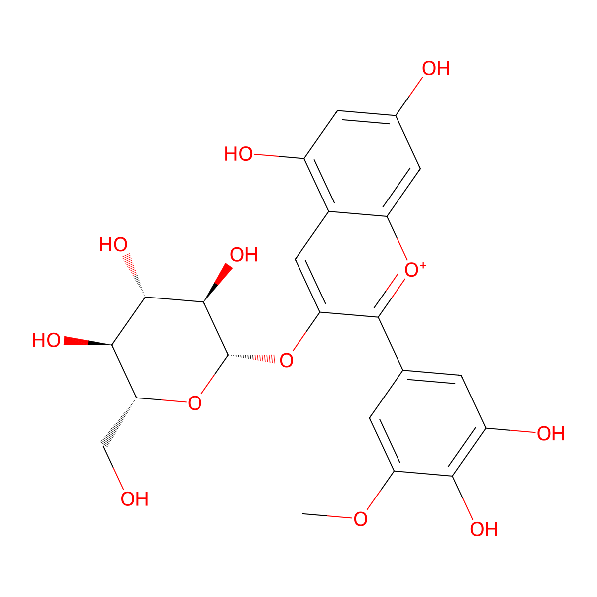 Petunidin 3-Glucoside molecular structure, CAS 6988-81-4