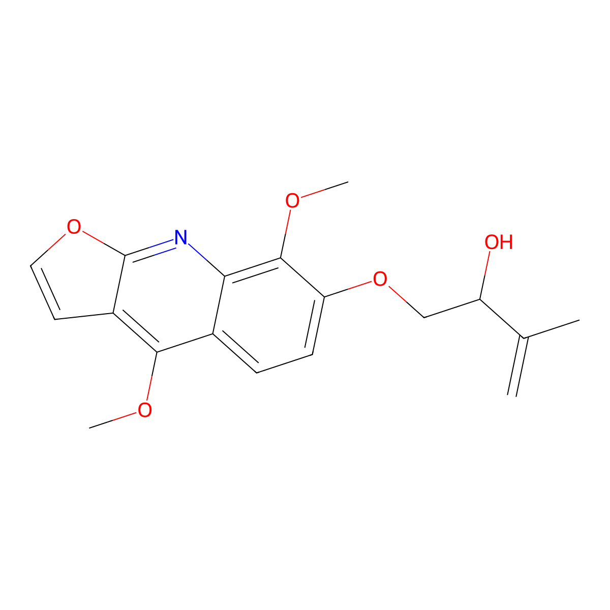 Evodine molecular structure, CAS 6989-38-4