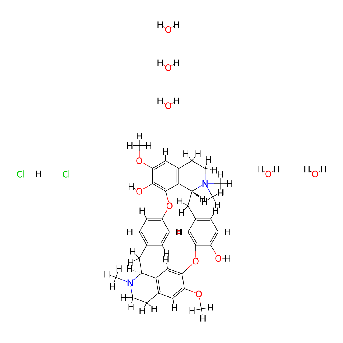 (+)-Tubocurarine chloride pentahydrate molecular structure, CAS 6989-98-6