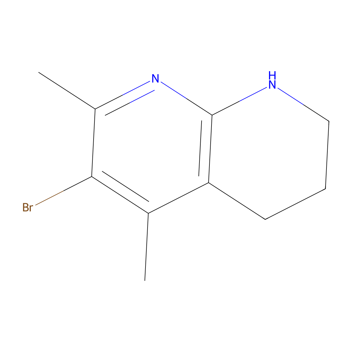 6-Bromo-5,7-dimethyl-1,2,3,4-tetrahydro-1,8-naphthyridine molecular structure, CAS 698974-42-4