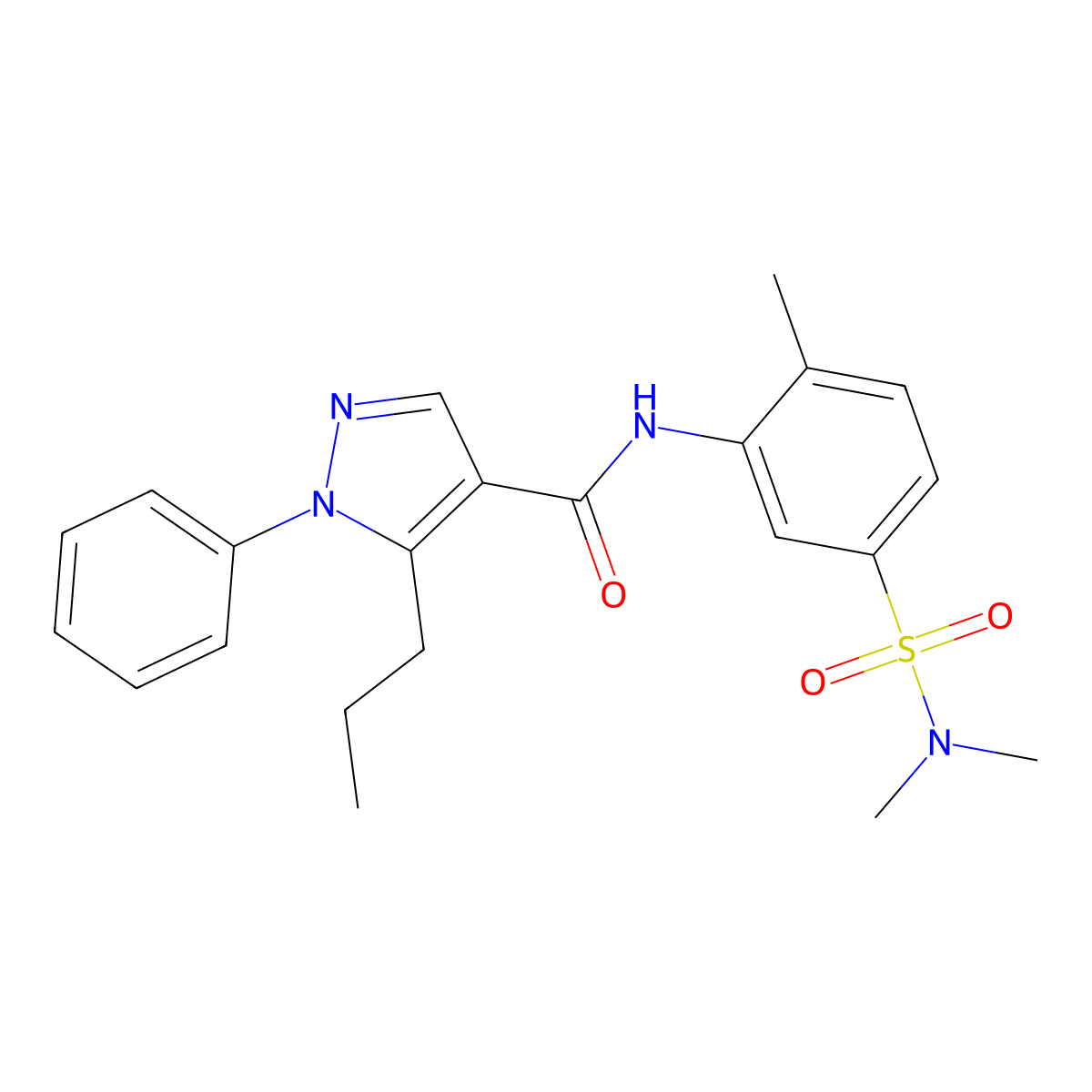 N-[5-(dimethylsulfamoyl)-2-methylphenyl]-1-phenyl-5-propyl-1H-pyrazole-4-carboxamide molecular structure, CAS 698974-57-1