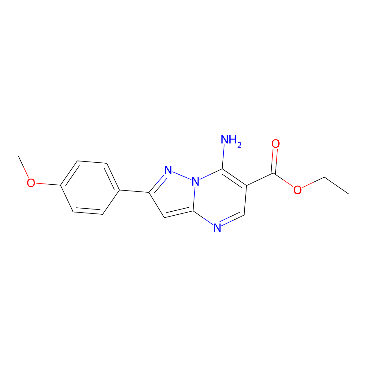 Ethyl 7-amino-2-(4-methoxyphenyl)pyrazolo[1,5-a]pyrimidine-6-carboxylate molecular structure, CAS 698977-05-8
