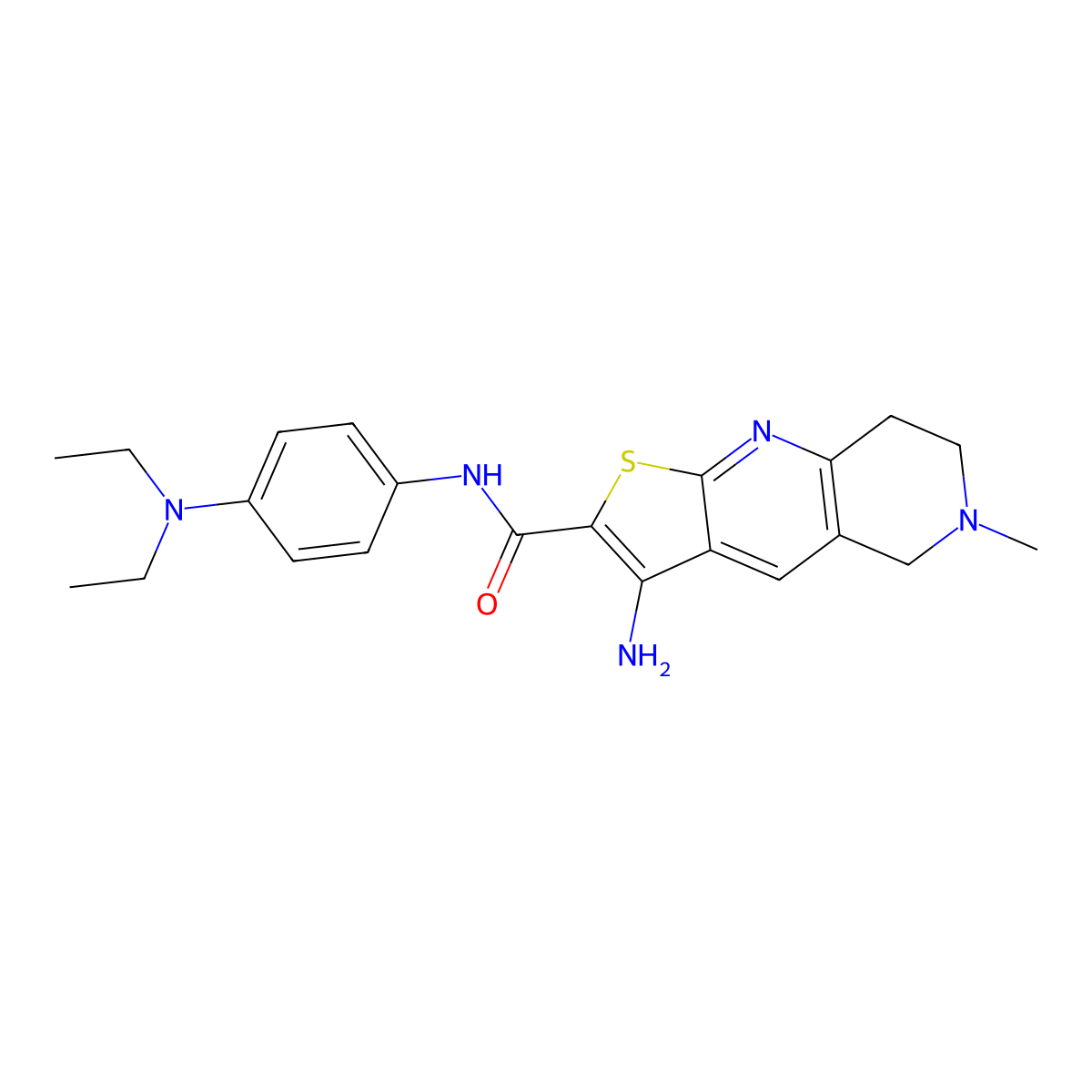 3-amino-N-[4-(diethylamino)phenyl]-6-methyl-5,6,7,8-tetrahydrothieno[2,3-b][1,6]naphthyridine-2-carboxamide molecular structure, CAS 698978-29-9