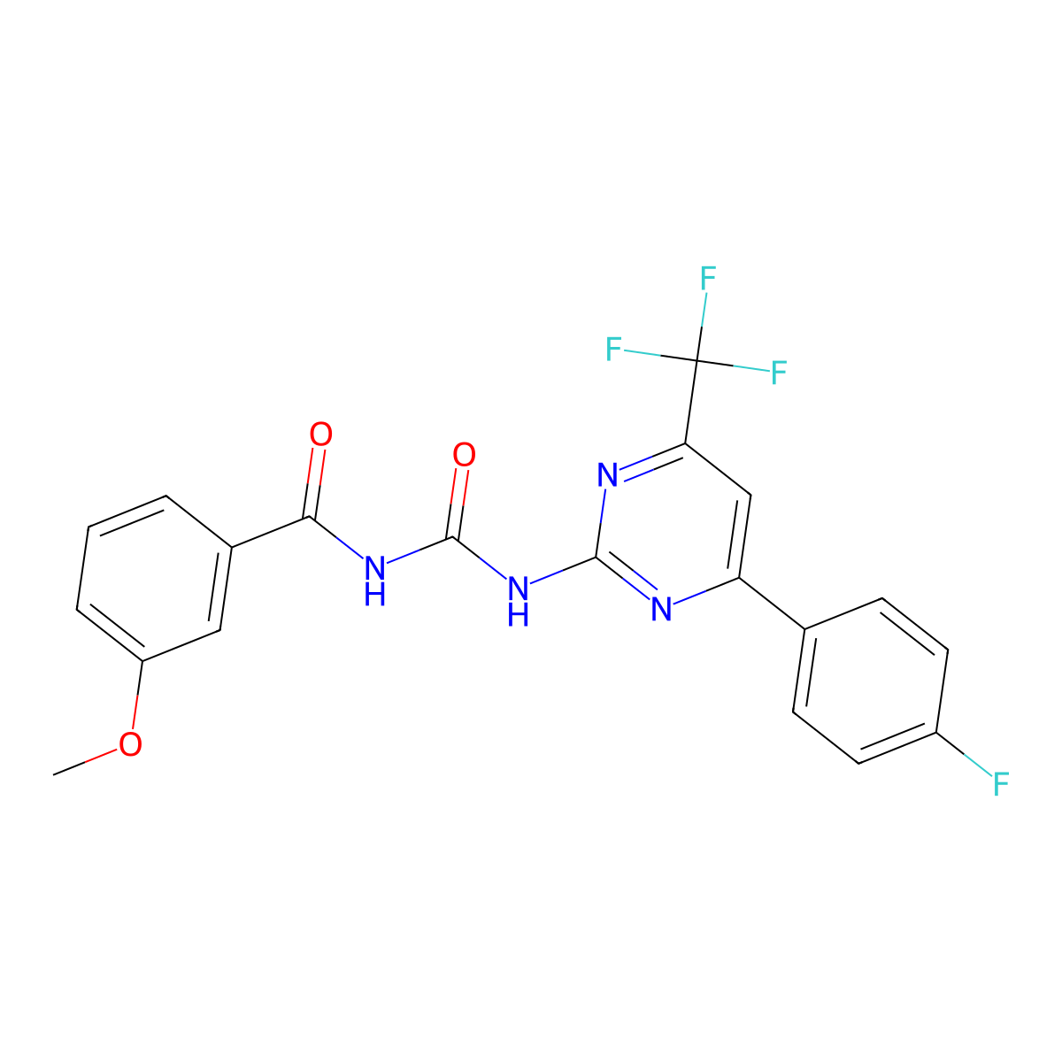 N-[[4-(4-fluorophenyl)-6-(trifluoromethyl)pyrimidin-2-yl]carbamoyl]-3-methoxybenzamide molecular structure, CAS 698978-58-4