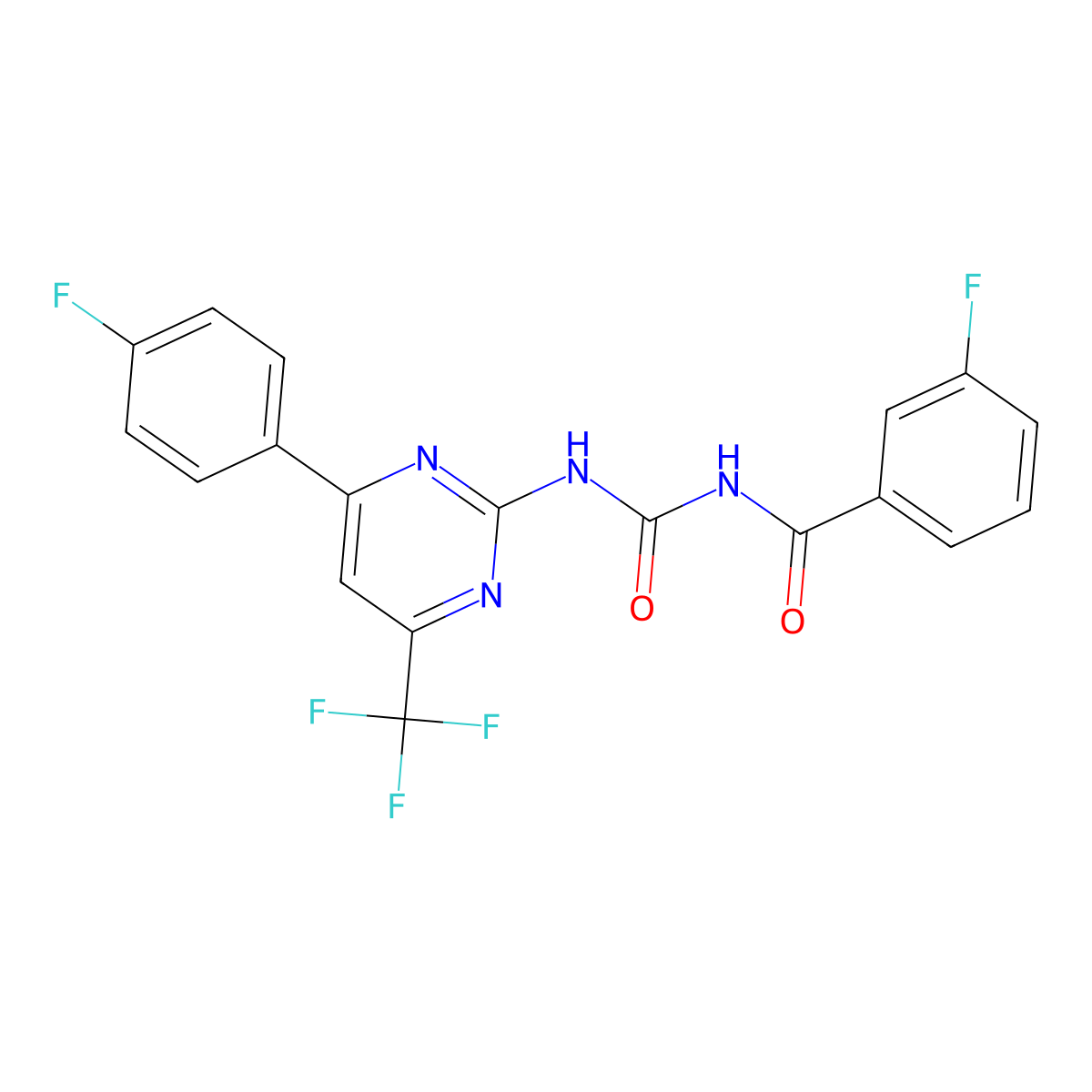 3-fluoro-N-[[4-(4-fluorophenyl)-6-(trifluoromethyl)pyrimidin-2-yl]carbamoyl]benzamide molecular structure, CAS 698978-61-9