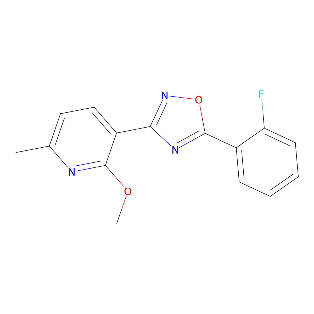 5-(2-Fluorophenyl)-3-(2-methoxy-6-methylpyridin-3-yl)-1,2,4-oxadiazole molecular structure, CAS 698979-89-4