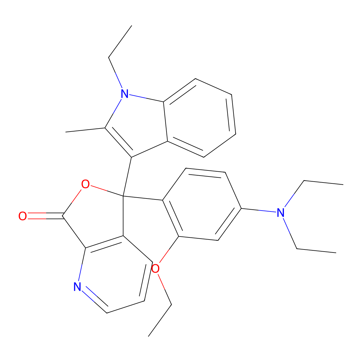 5-[4-(diethylamino)-2-ethoxyphenyl]-5-(1-ethyl-2-methyl-1H-indol-3-yl)furo[3,4-b]pyridin-7(5H)-one molecular structure, CAS 69898-41-5