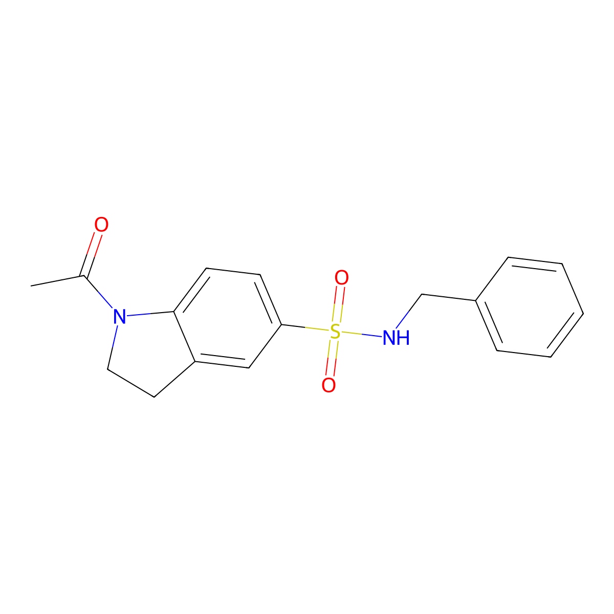 1-acetyl-N-benzyl-2,3-dihydroindole-5-sulfonamide molecular structure, CAS 698983-68-5