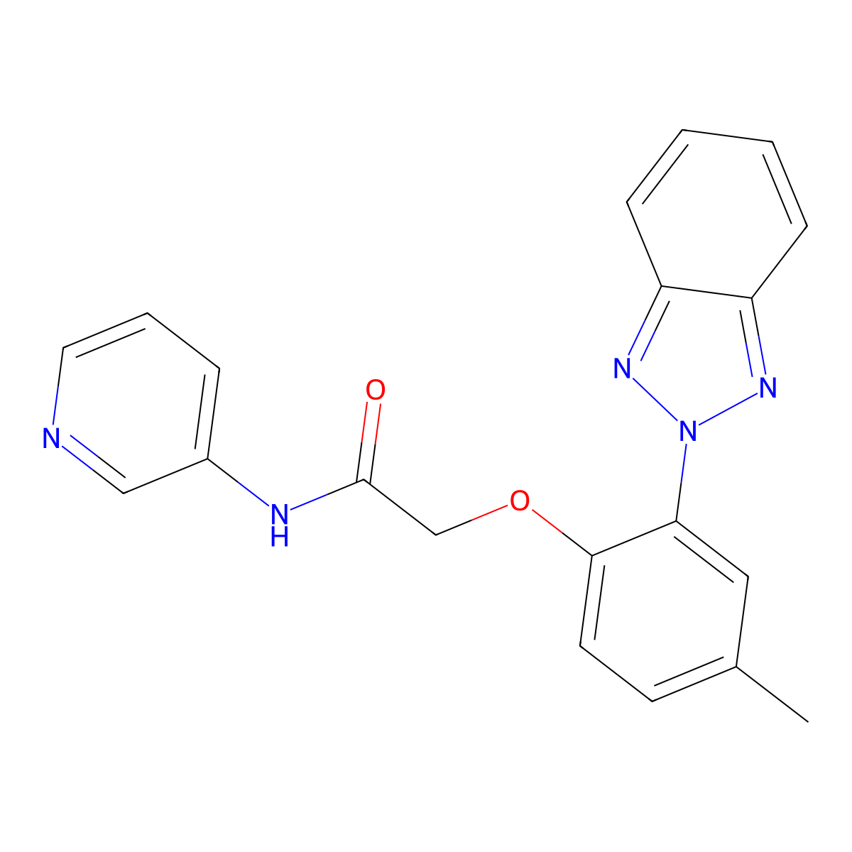 2-[2-(benzotriazol-2-yl)-4-methylphenoxy]-N-pyridin-3-ylacetamide molecular structure, CAS 698983-86-7